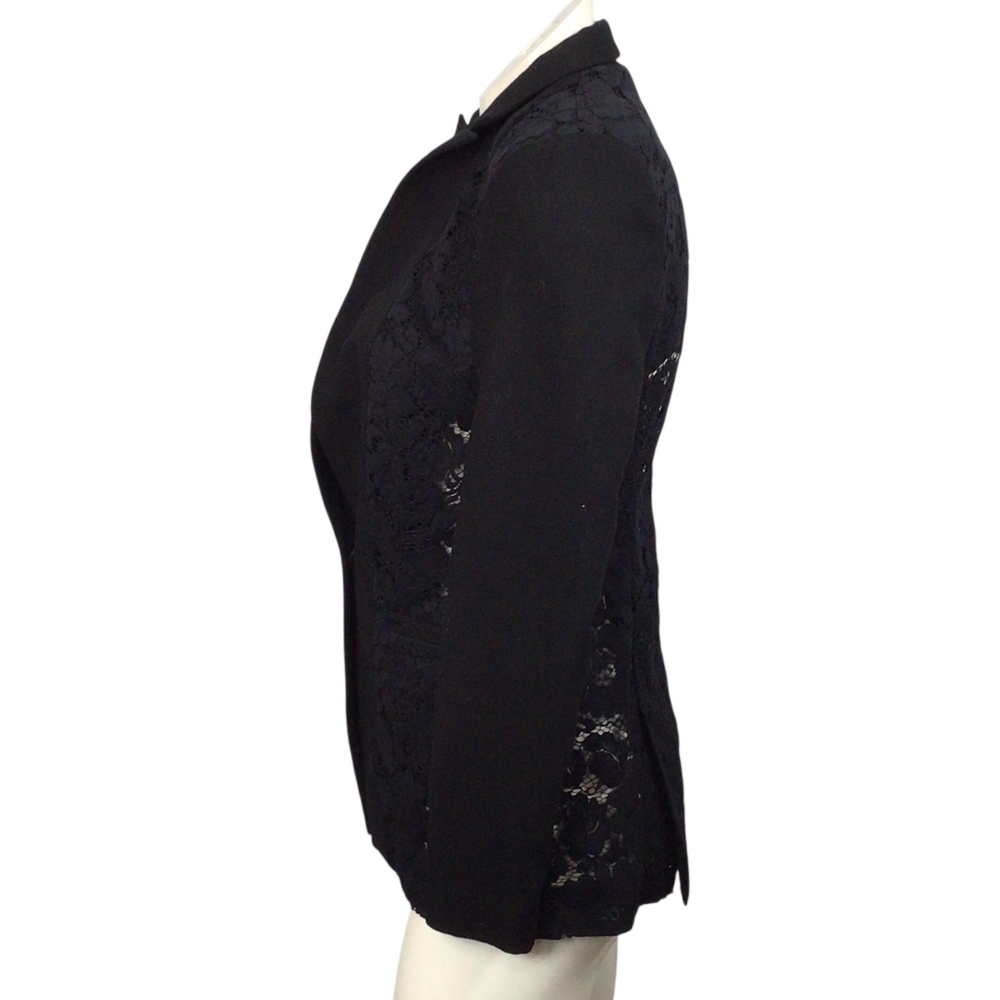 Rebecca Taylor Black Lace Textured Blazer Size 2 - Picture 2 of 5